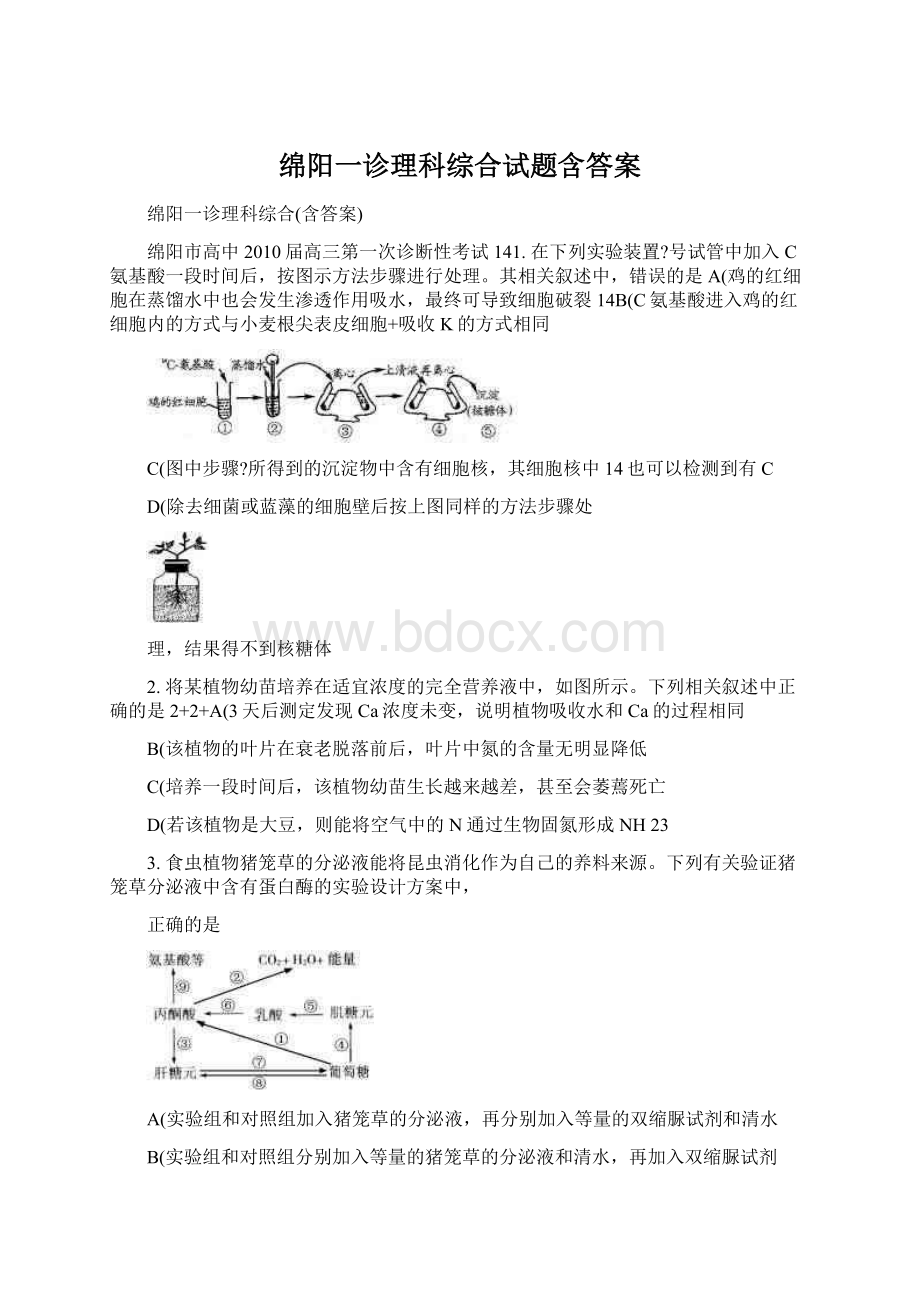 绵阳一诊理科综合试题含答案Word格式.docx