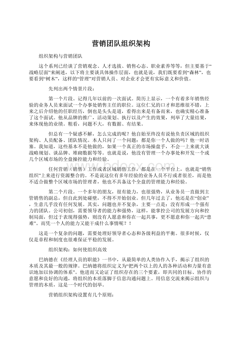 营销团队组织架构文档格式.docx