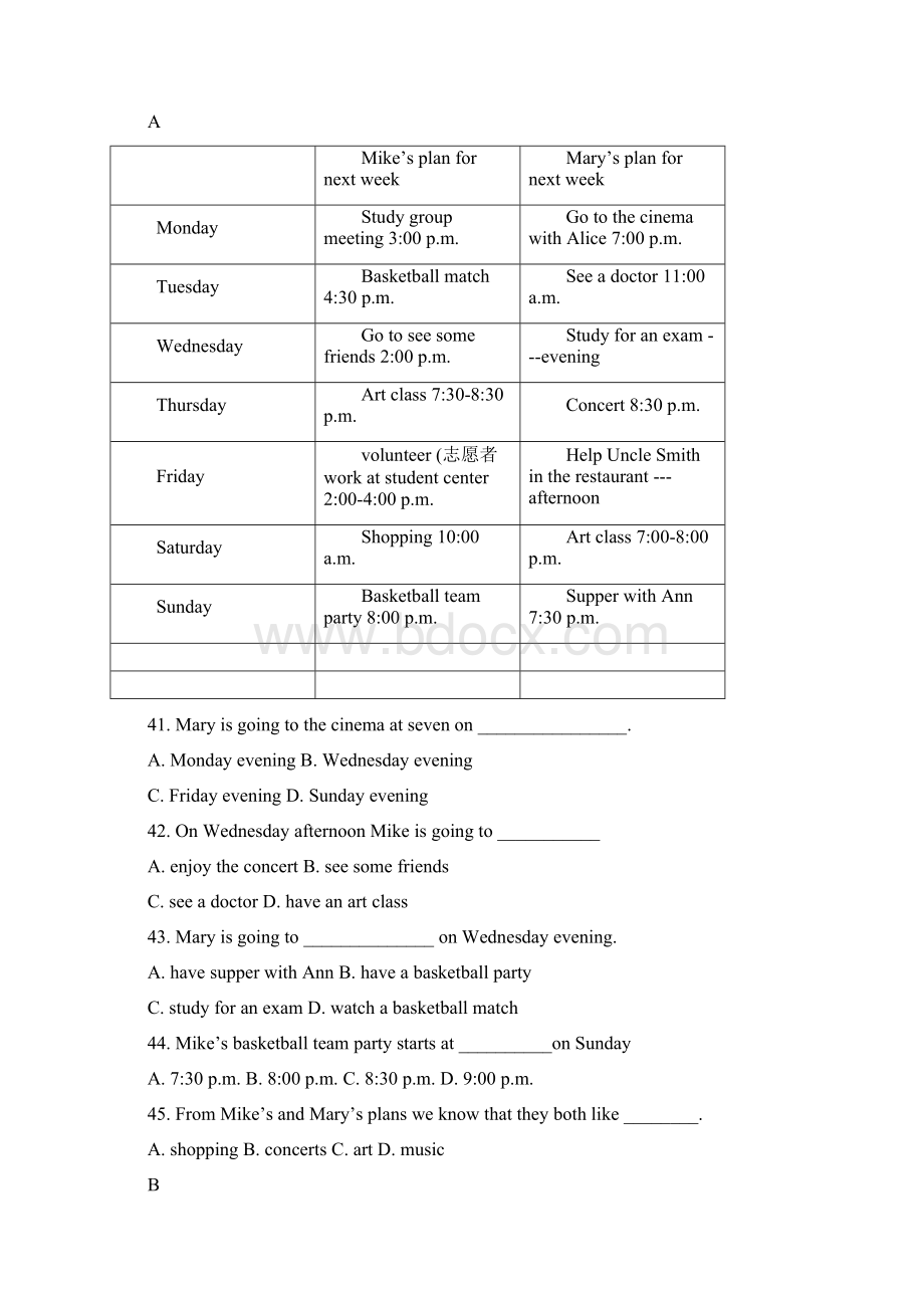 八年级英语阅读短文完形填空各十篇附带答案解读文档格式.docx_第3页