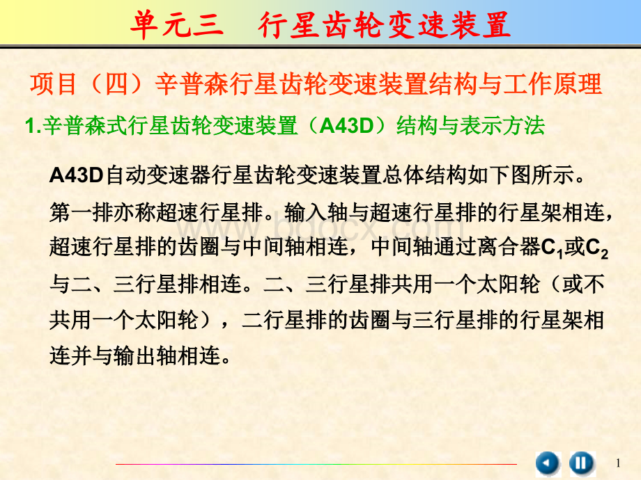 辛普森行星齿轮变速装置结构与工作原理PPT格式课件下载.ppt_第1页