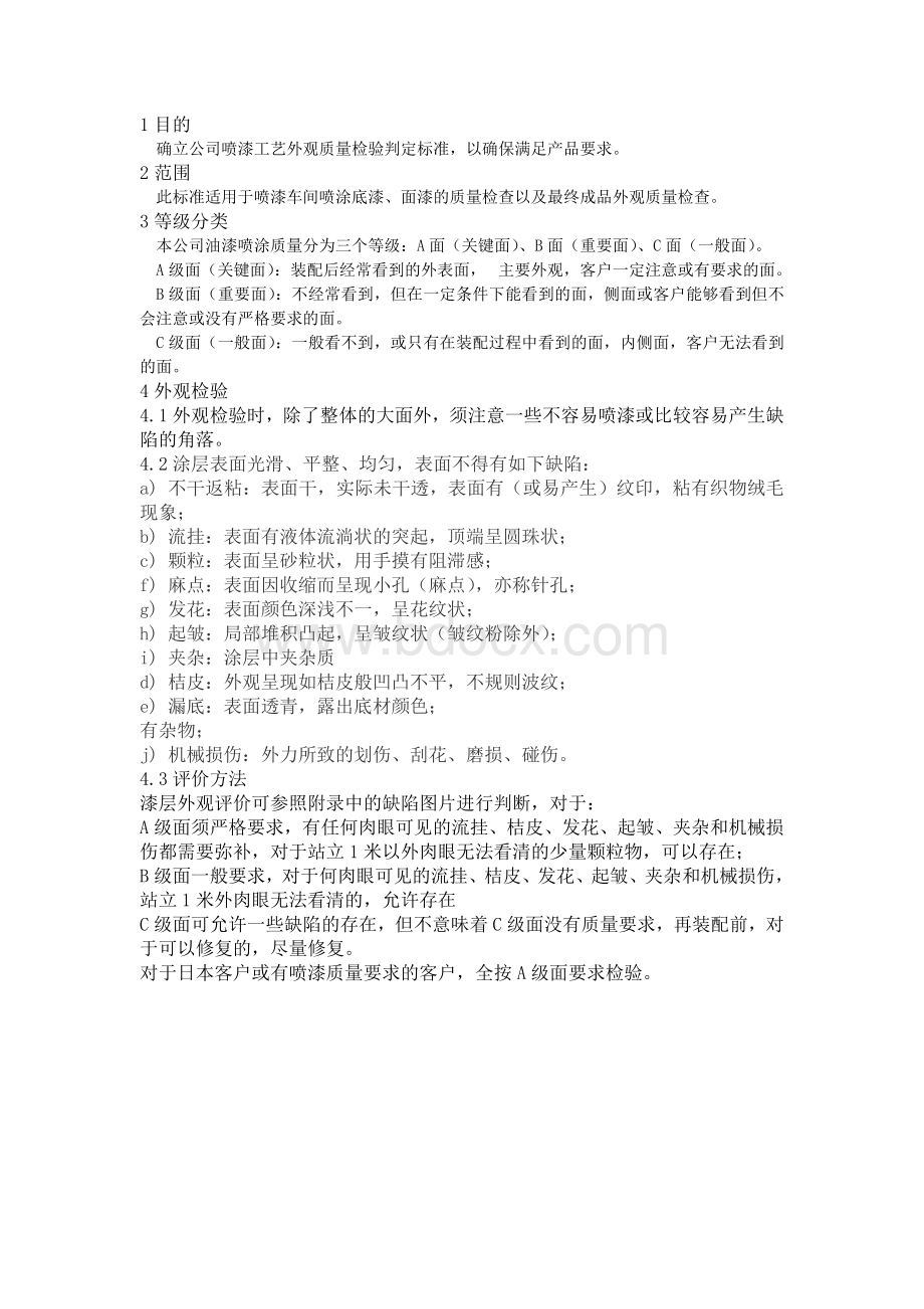 喷漆外观质量检验标准Word文档下载推荐.docx_第2页