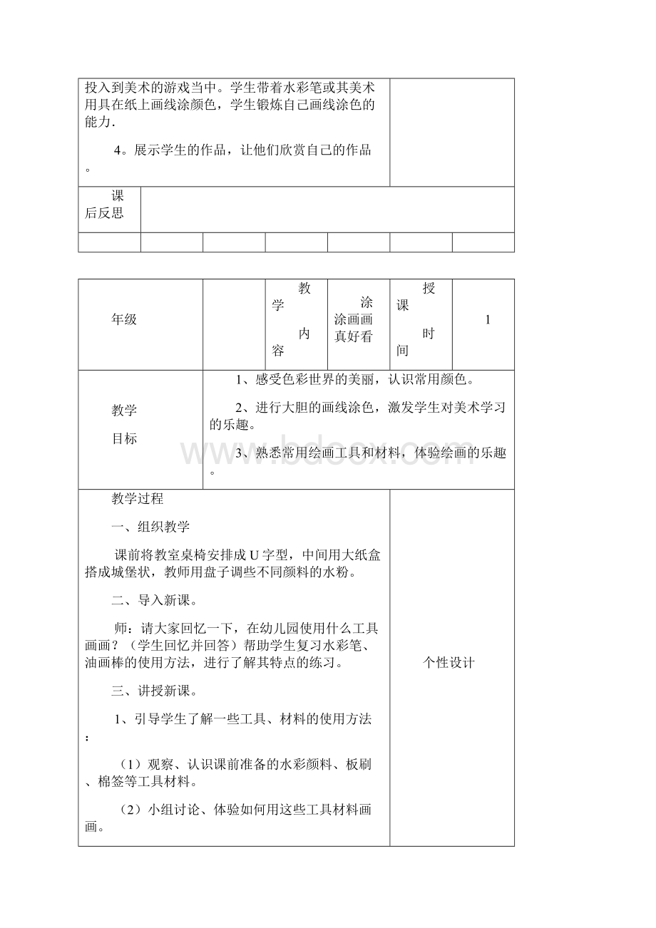 美术小学一年级上册教案王丽园Word文件下载.docx_第2页