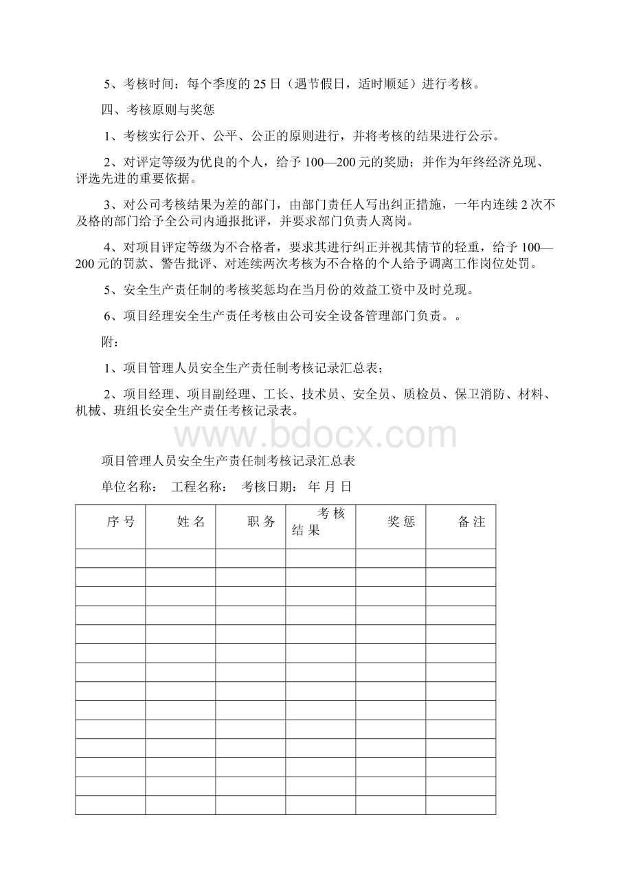 安全生产责任考核及奖惩制度Word格式文档下载.docx_第2页