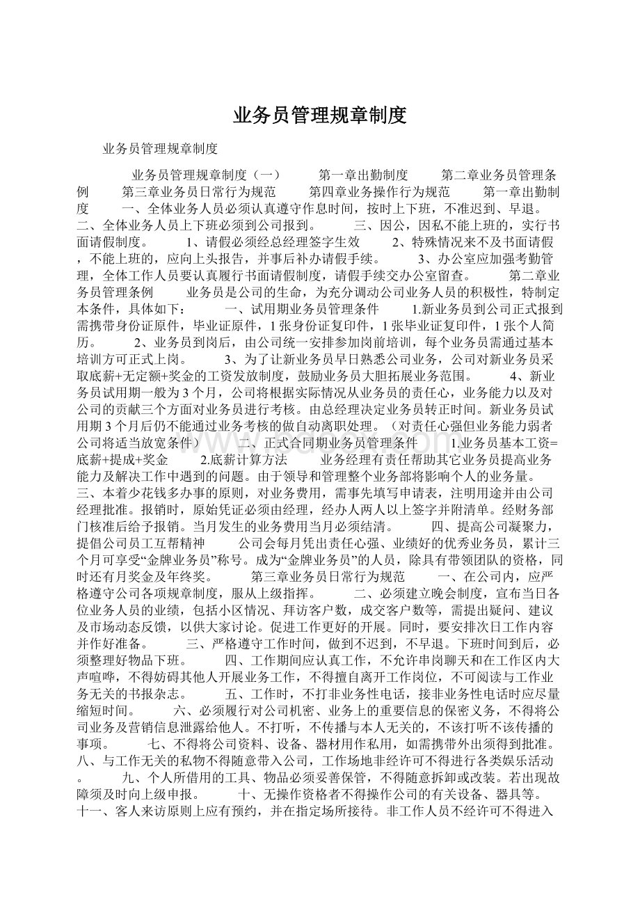 业务员管理规章制度.docx