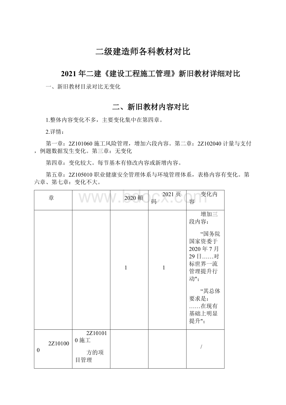 二级建造师各科教材对比.docx