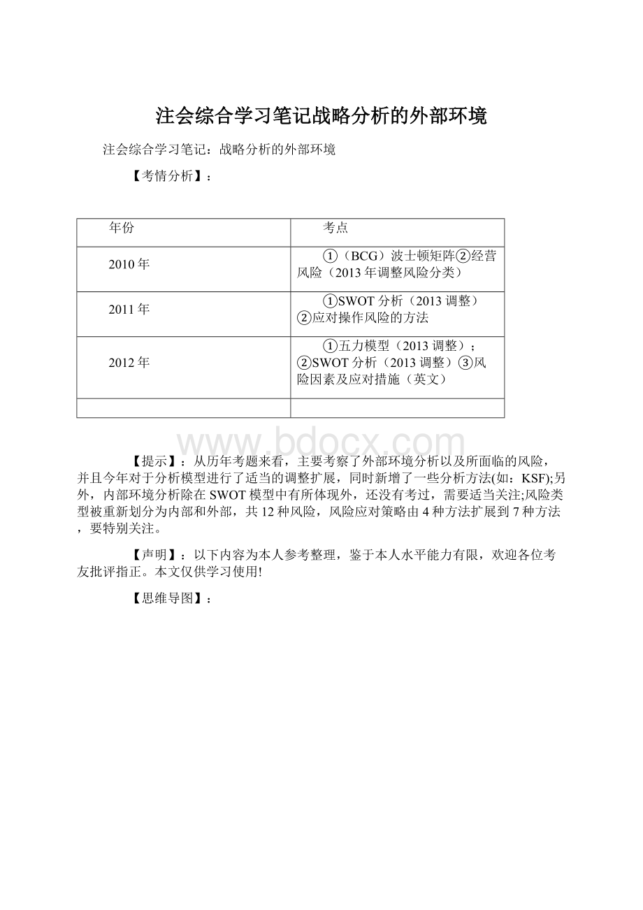 注会综合学习笔记战略分析的外部环境文档格式.docx