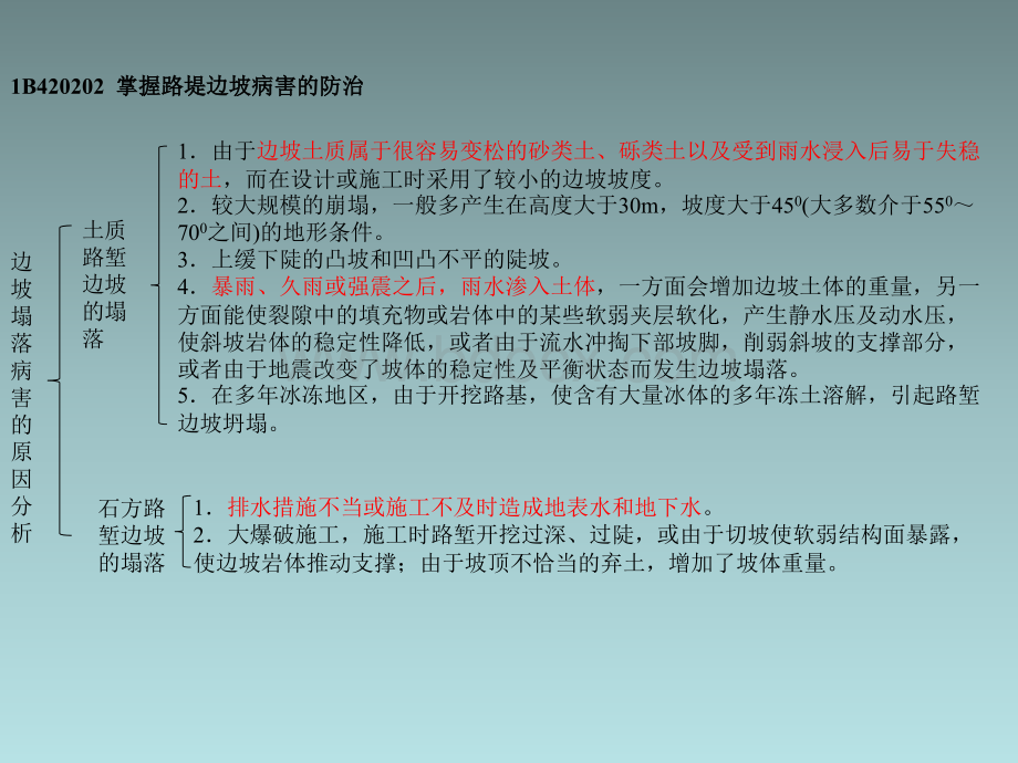 一建考试《公路工程管理与实务》1B420200路基工程质量通病及防治措施1B430000公路工程施工法规与标准考点优质PPT.ppt_第3页