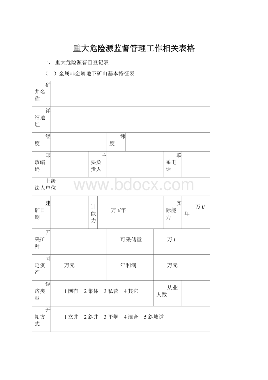 重大危险源监督管理工作相关表格Word文档格式.docx