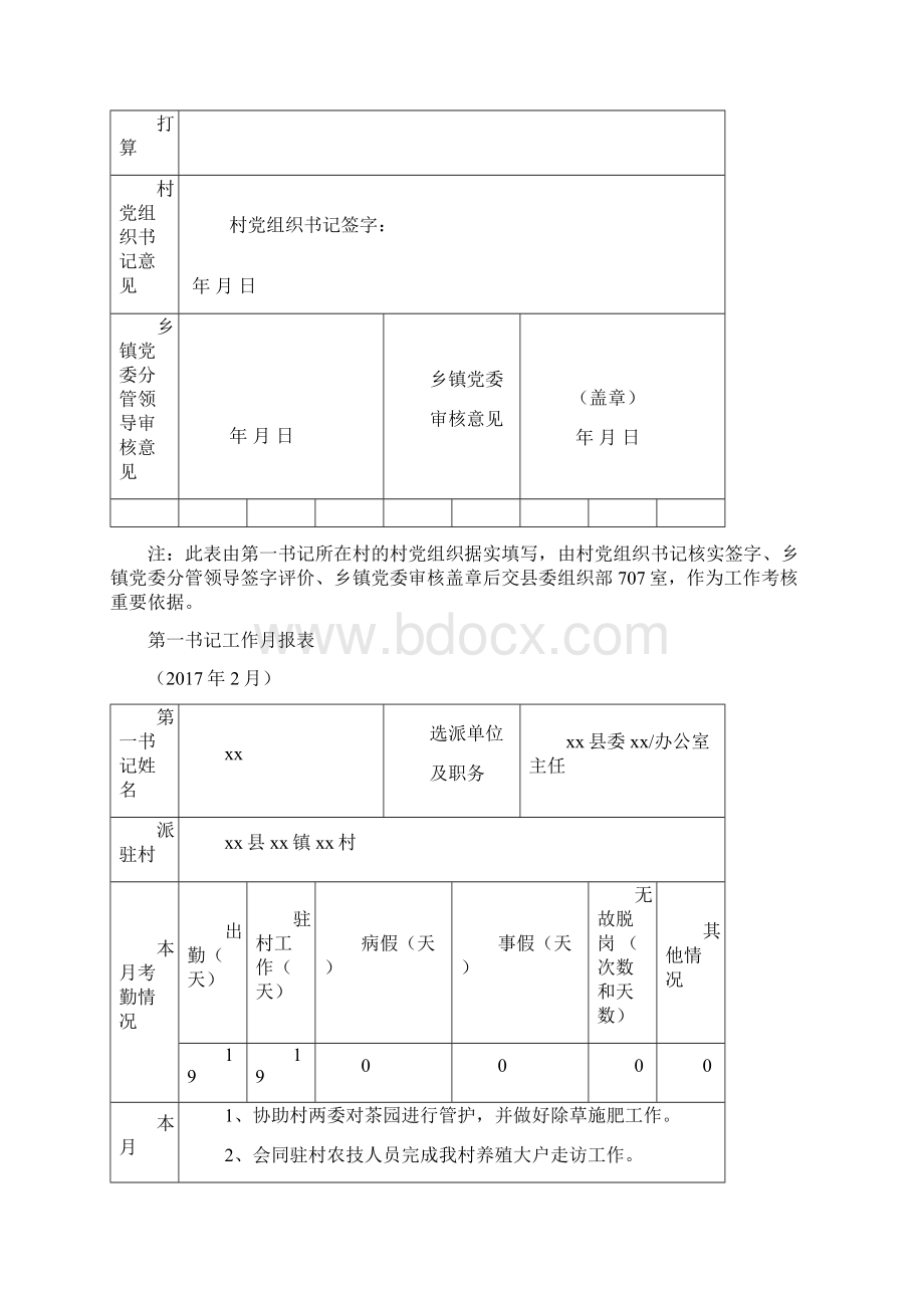 第一书记工作月报表台账112.docx_第2页