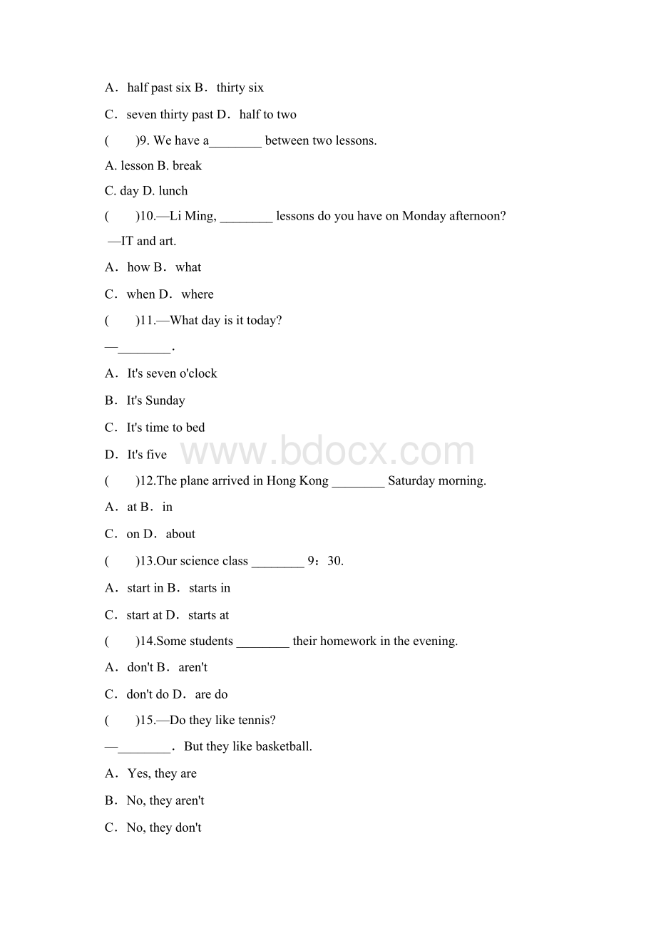 七年级英语上册 Module 5 My school day单元测试题 新版外研版Word文档格式.docx_第2页