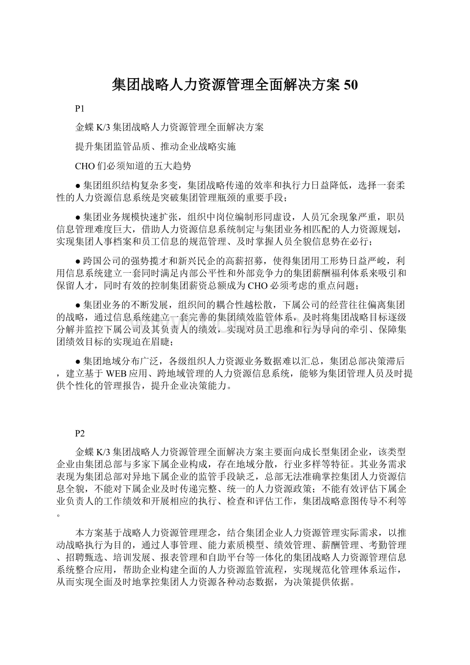 集团战略人力资源管理全面解决方案50.docx_第1页