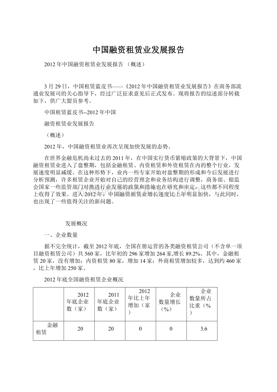 中国融资租赁业发展报告Word文档下载推荐.docx_第1页