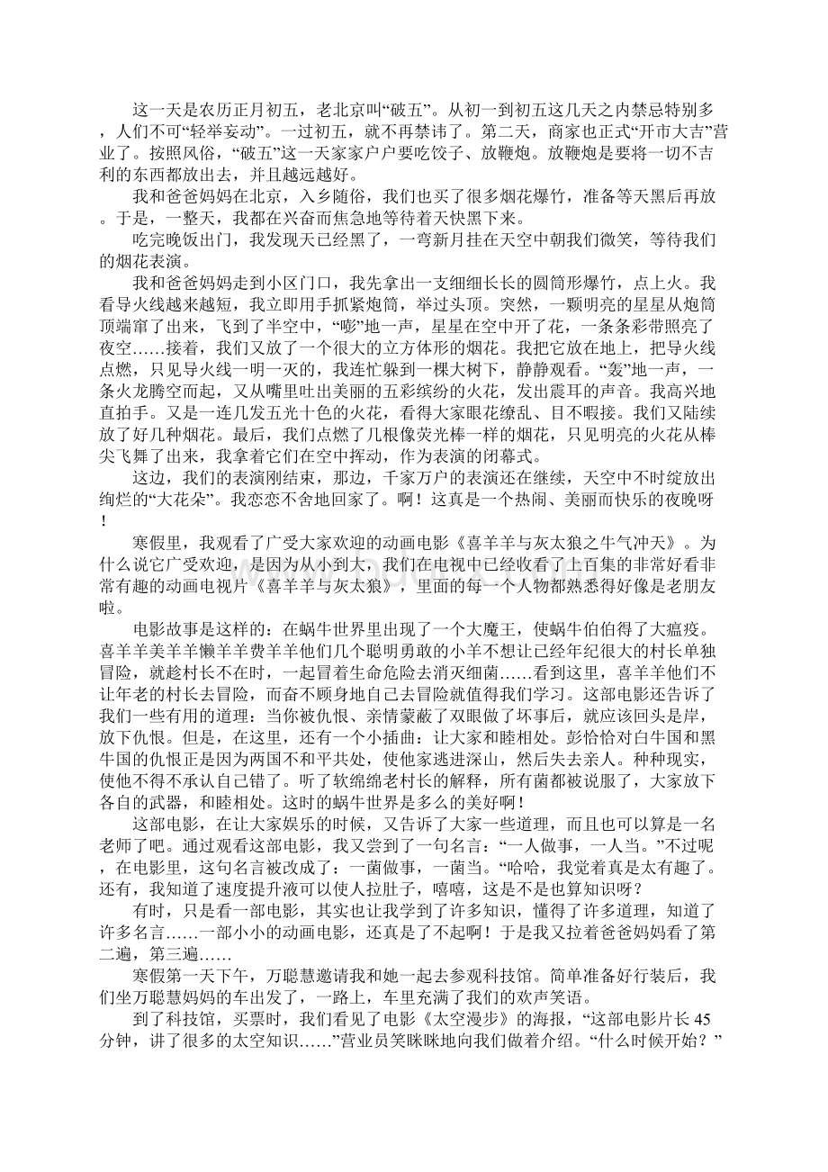 寒假见闻800字借鉴作文通用30篇.docx_第2页