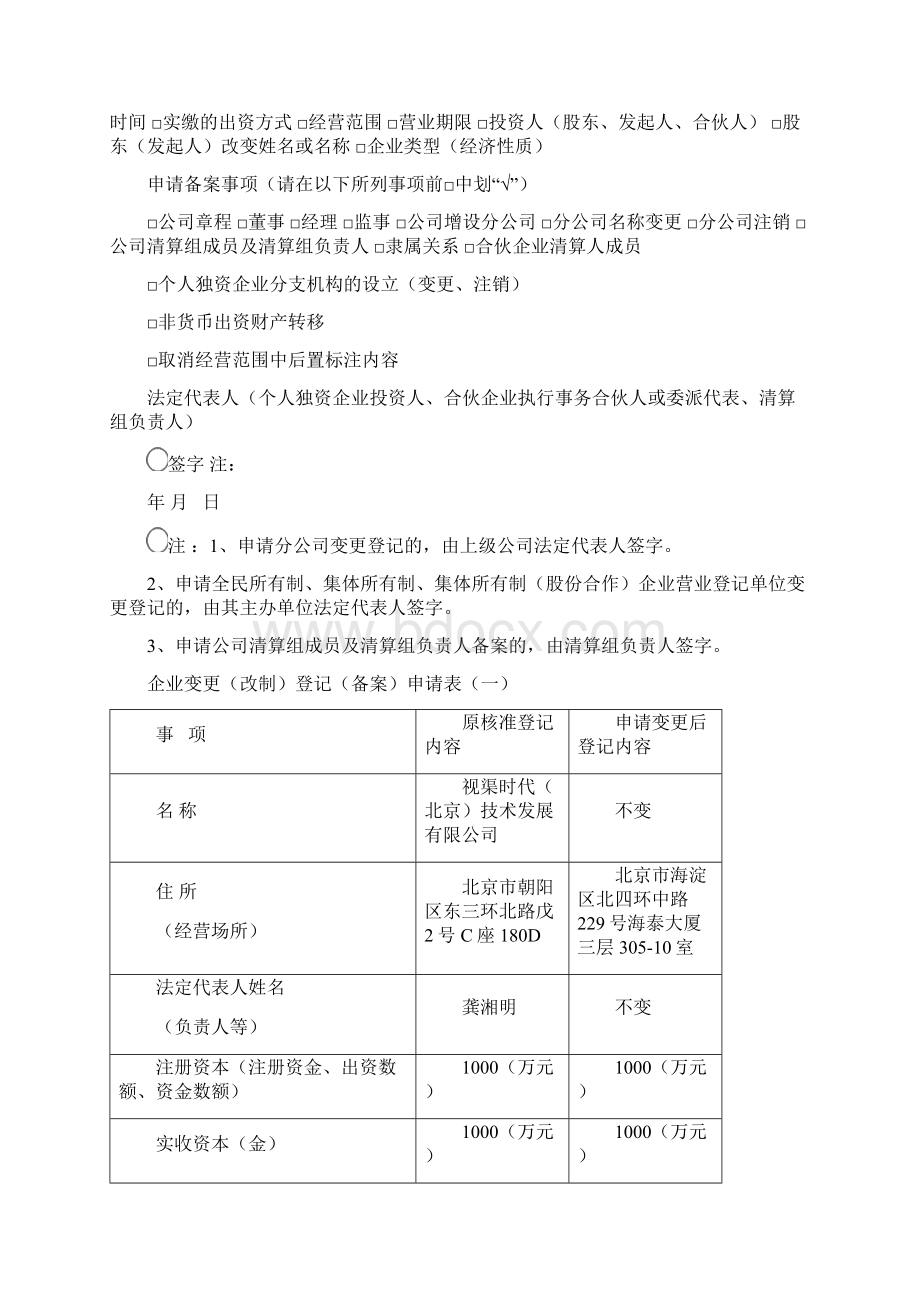 企业变更改制登记备案申请书空白表格Word文档格式.docx_第2页