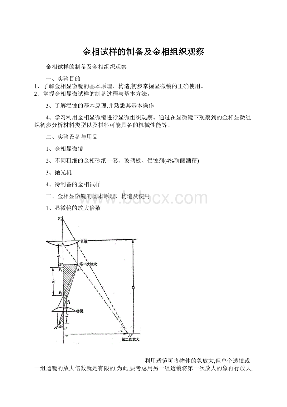 金相试样的制备及金相组织观察Word文件下载.docx