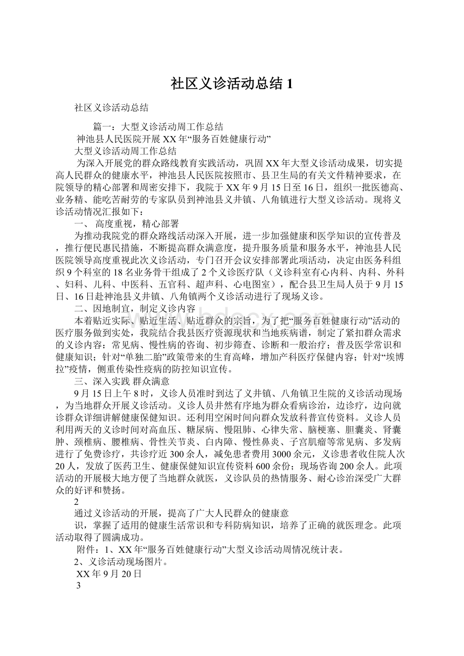 社区义诊活动总结1Word文档下载推荐.docx_第1页