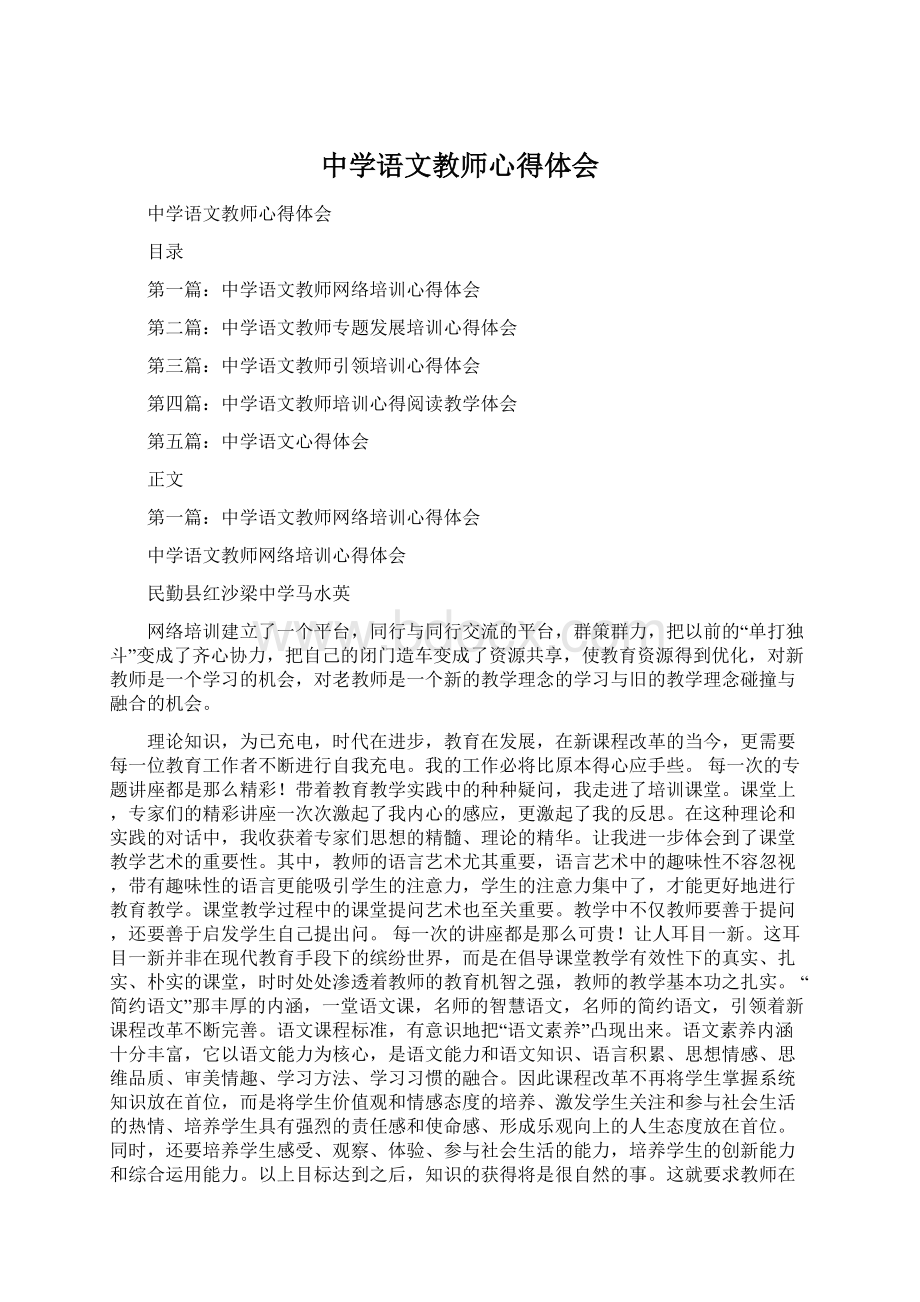 中学语文教师心得体会文档格式.docx