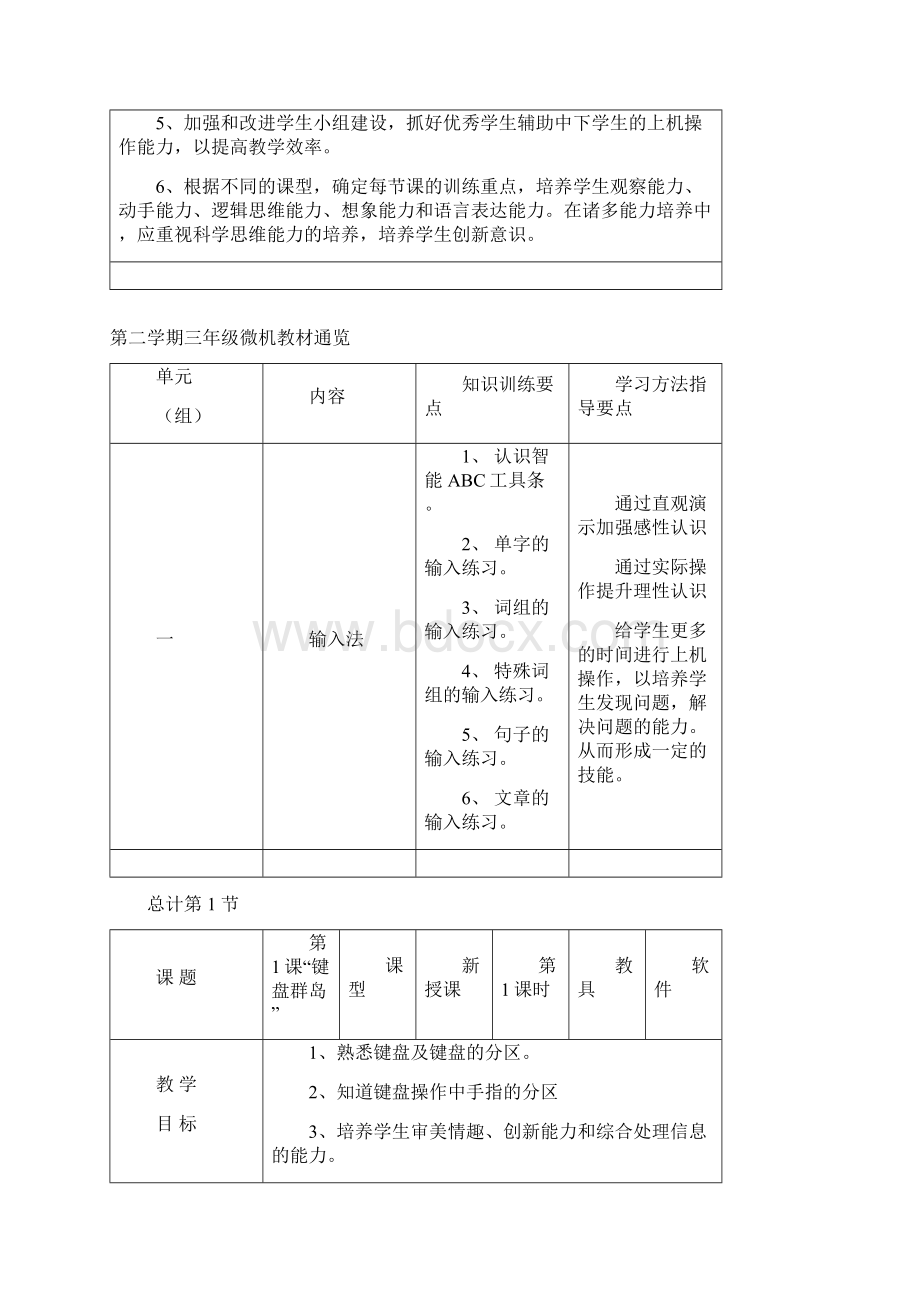 大连理工小学信息技术三年级下册表格式教案全册Word文档格式.docx_第3页