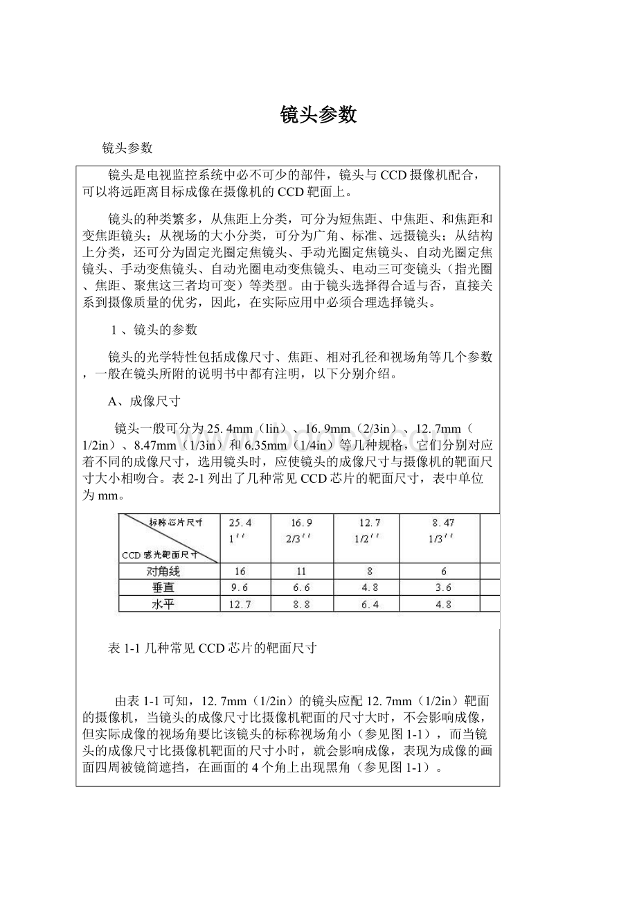 镜头参数Word文件下载.docx