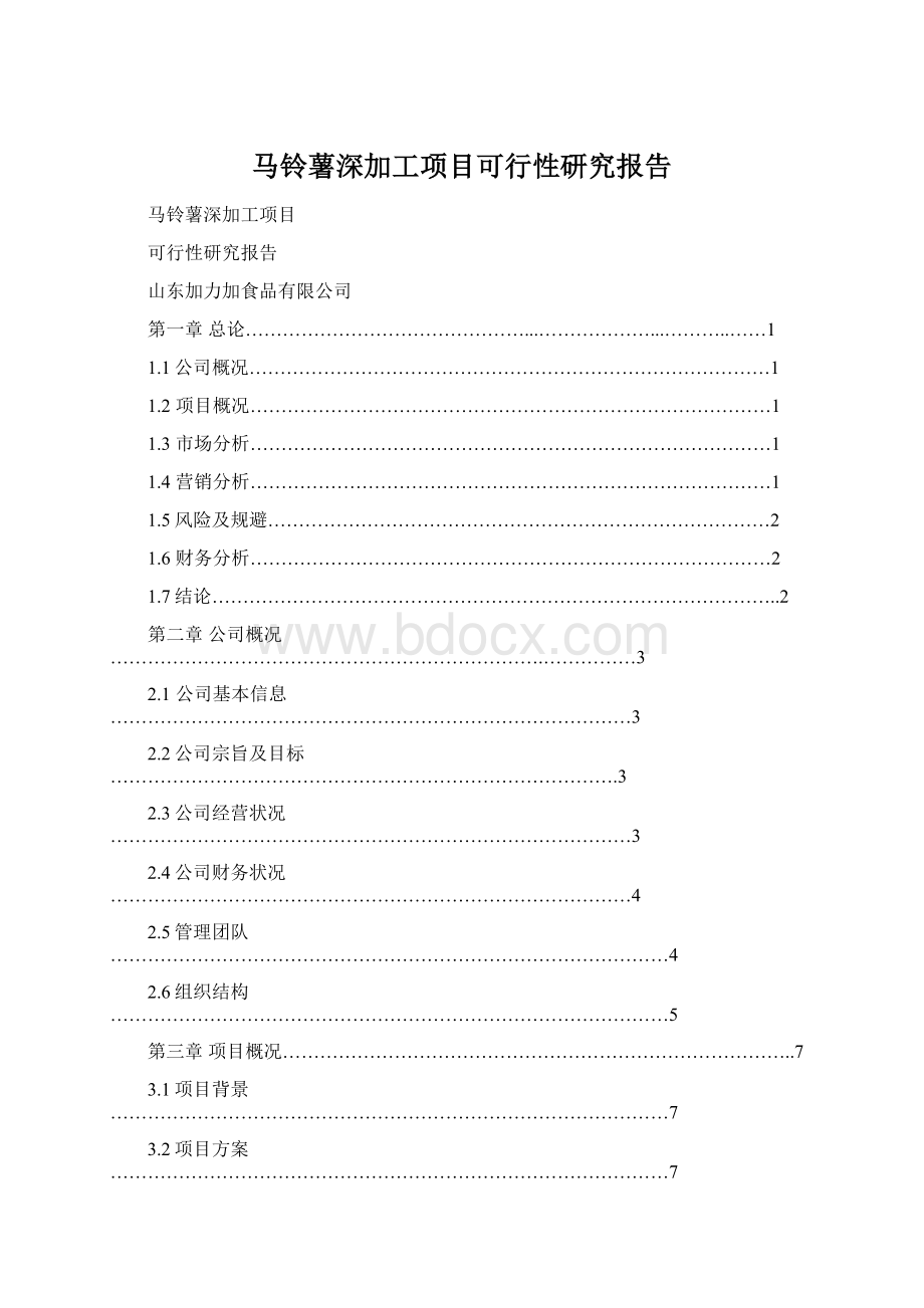 马铃薯深加工项目可行性研究报告文档格式.docx