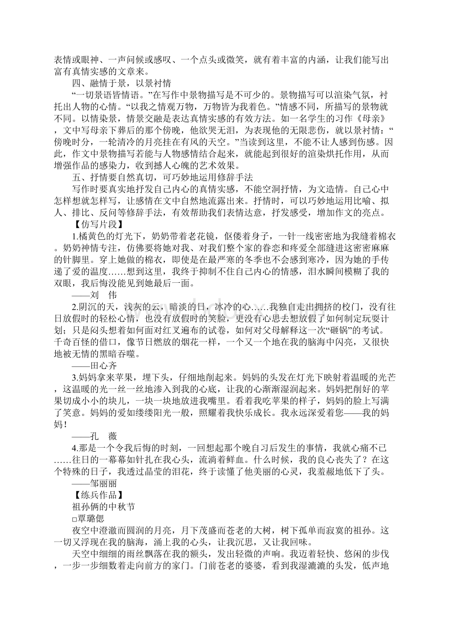 中考语文作文精讲第五讲情感真切融情入文.docx_第3页