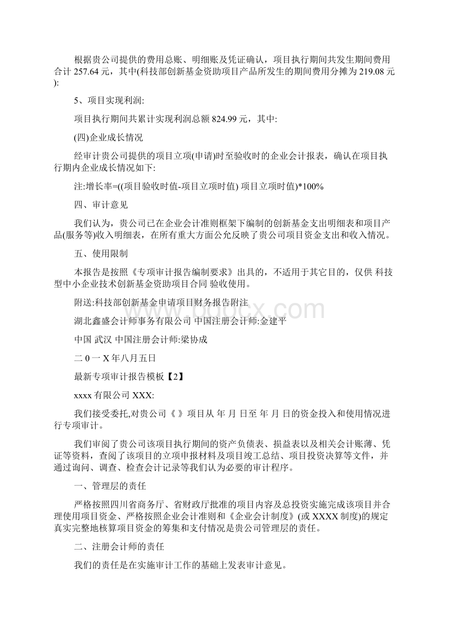 最新专项审计报告模板Word文档下载推荐.docx_第3页