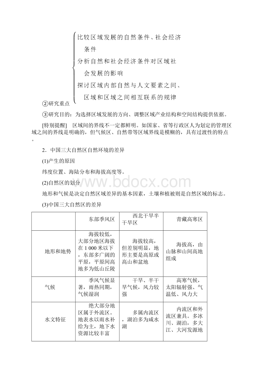 高中地理第1章 第1节 第1课时区域和区域差异中国三大自然区自然环境的差异学案中图版必修3.docx_第2页