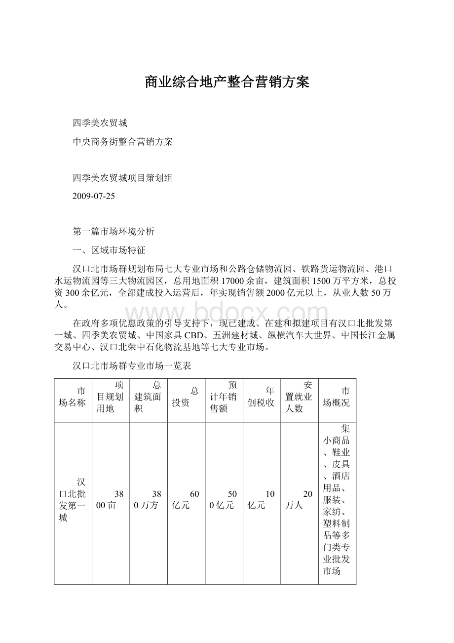 商业综合地产整合营销方案文档格式.docx