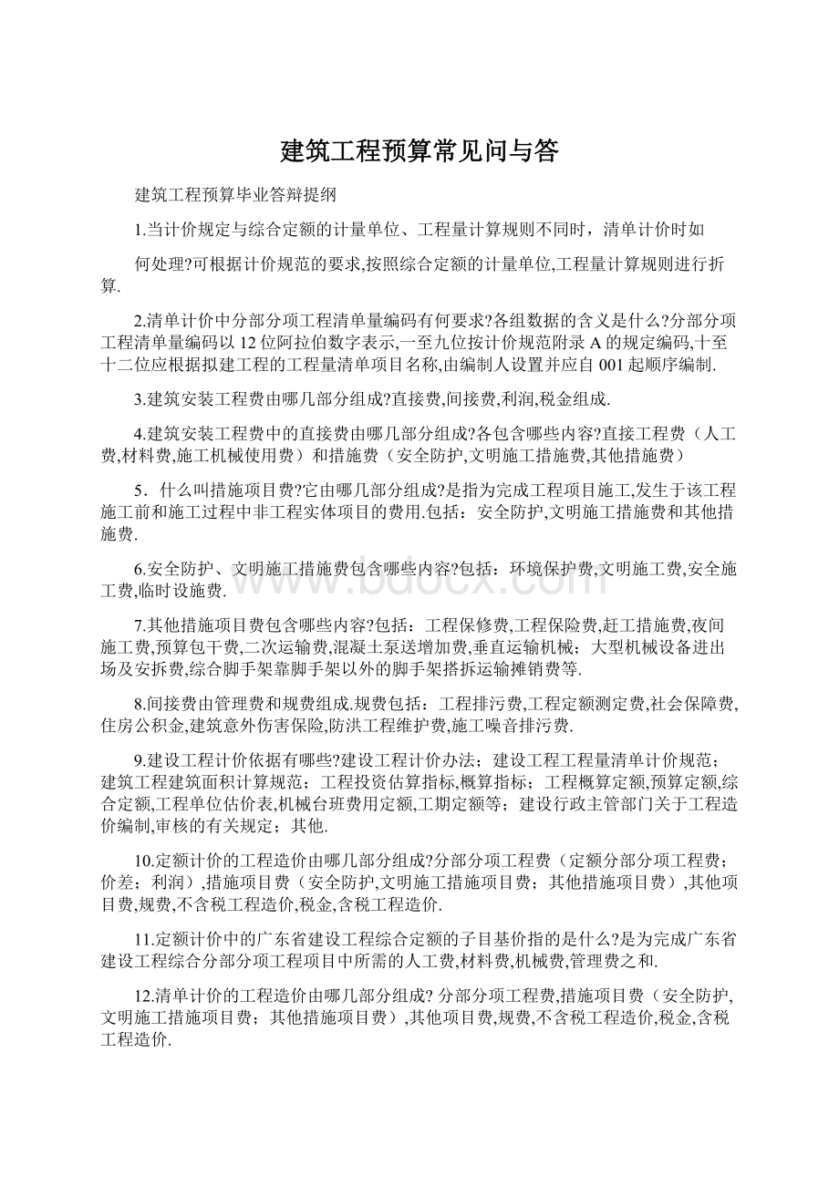 建筑工程预算常见问与答.docx