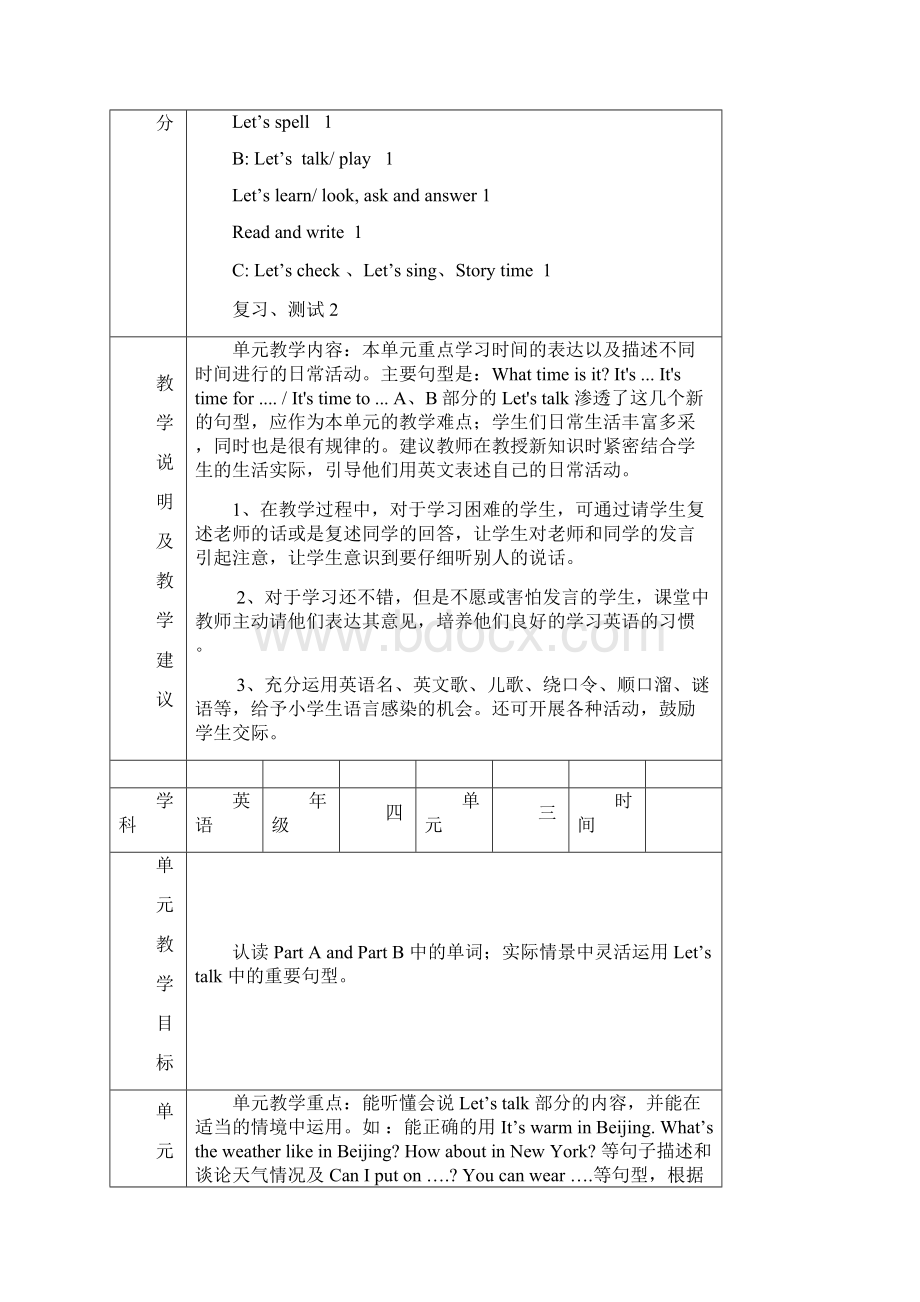 四年级英语下册一至六单元备课.docx_第3页