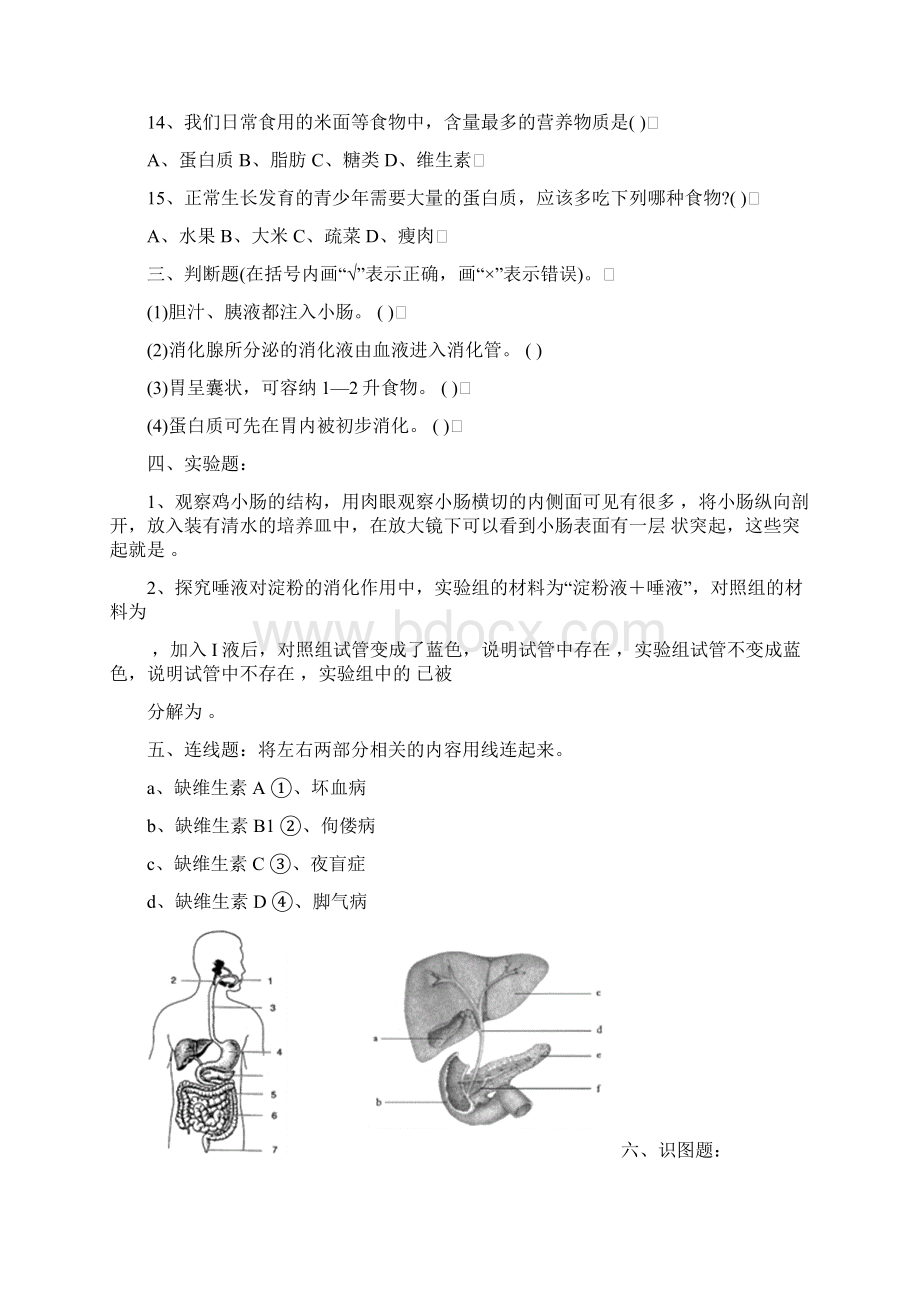 北师大版本七年级下北师大生物全套试题.docx_第3页