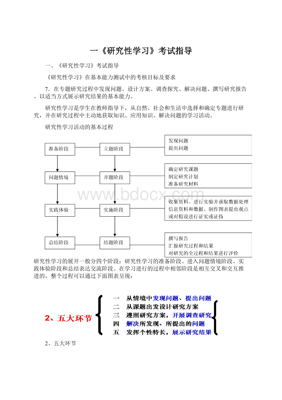 一《研究性学习》考试指导Word文档格式.docx