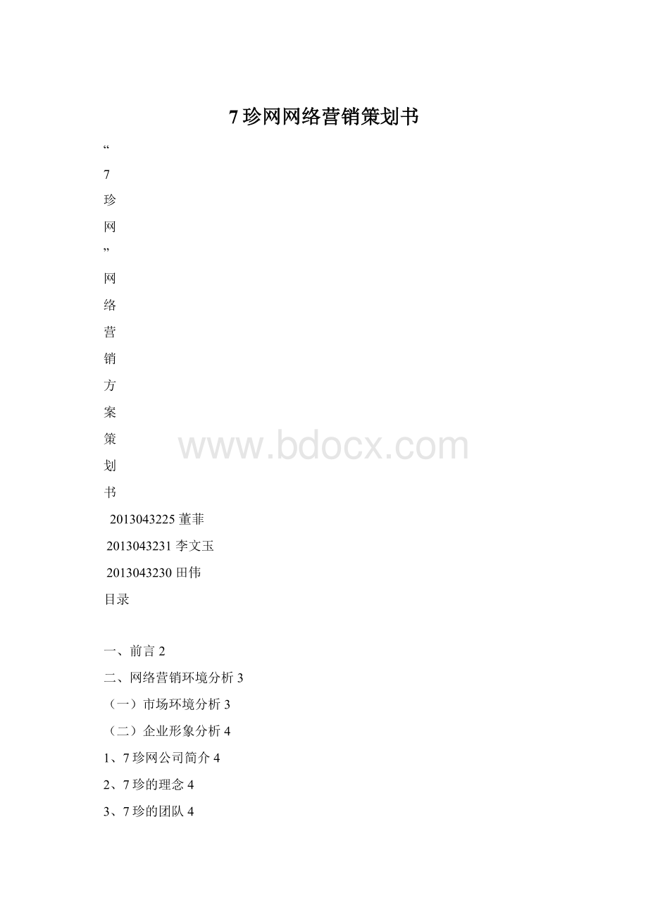 7珍网网络营销策划书Word格式文档下载.docx