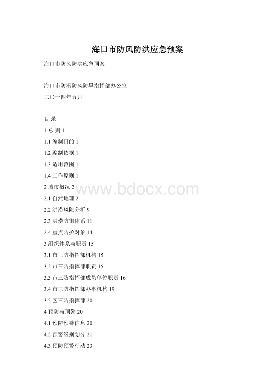 海口市防风防洪应急预案Word格式文档下载.docx