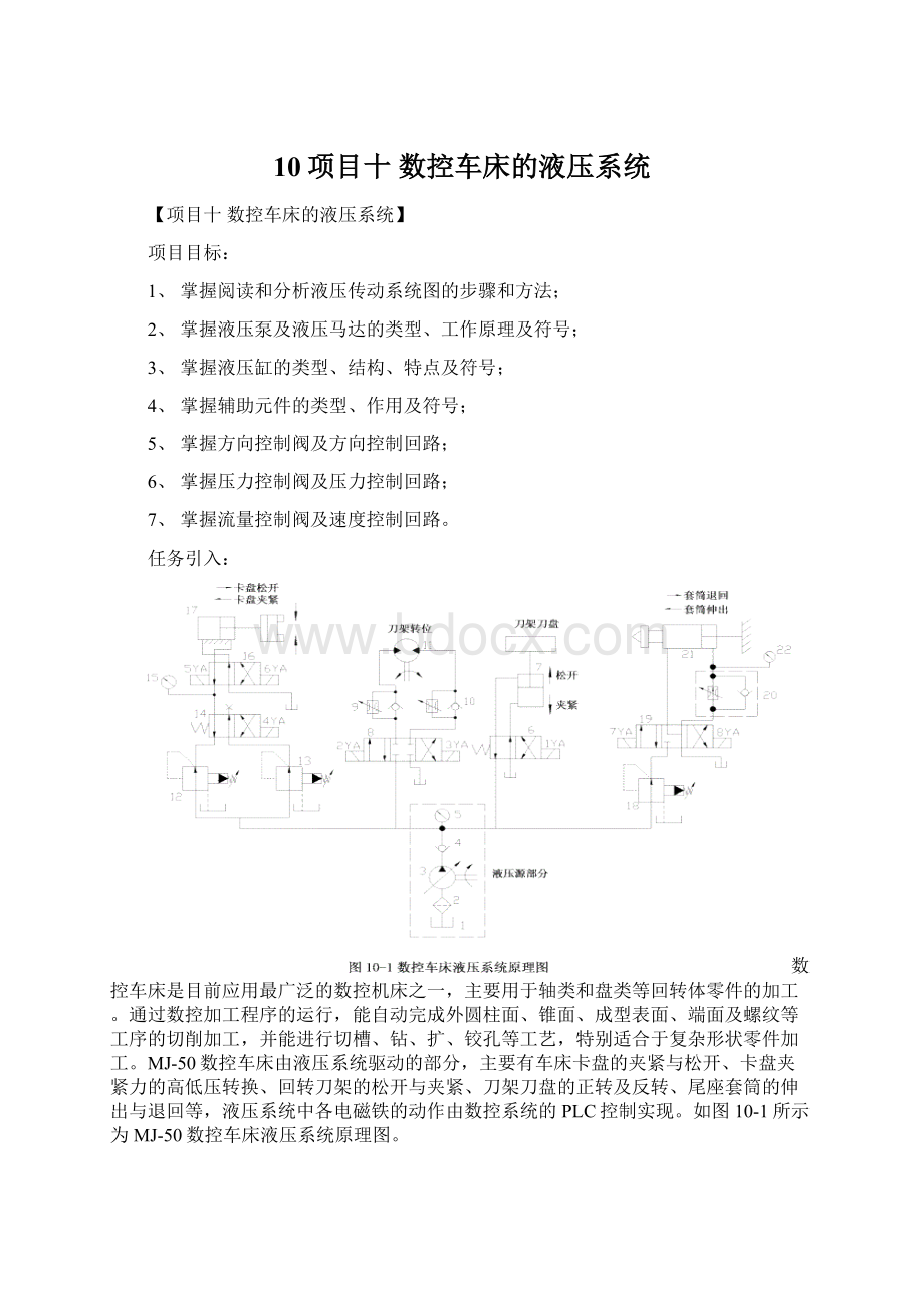 10项目十数控车床的液压系统文档格式.docx