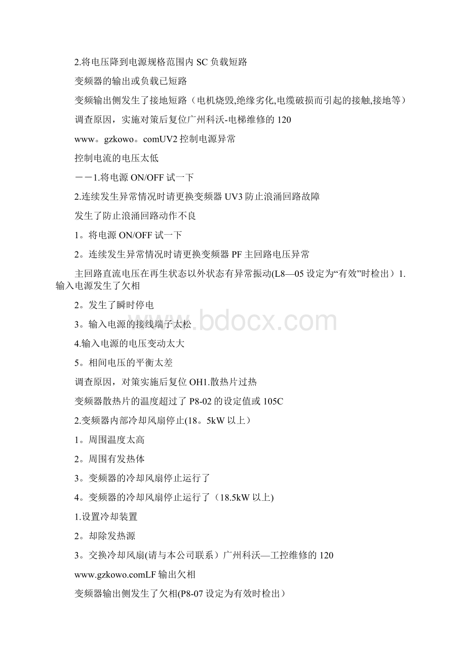 精品酷马品牌变频器故障代码详表Word格式.docx_第2页