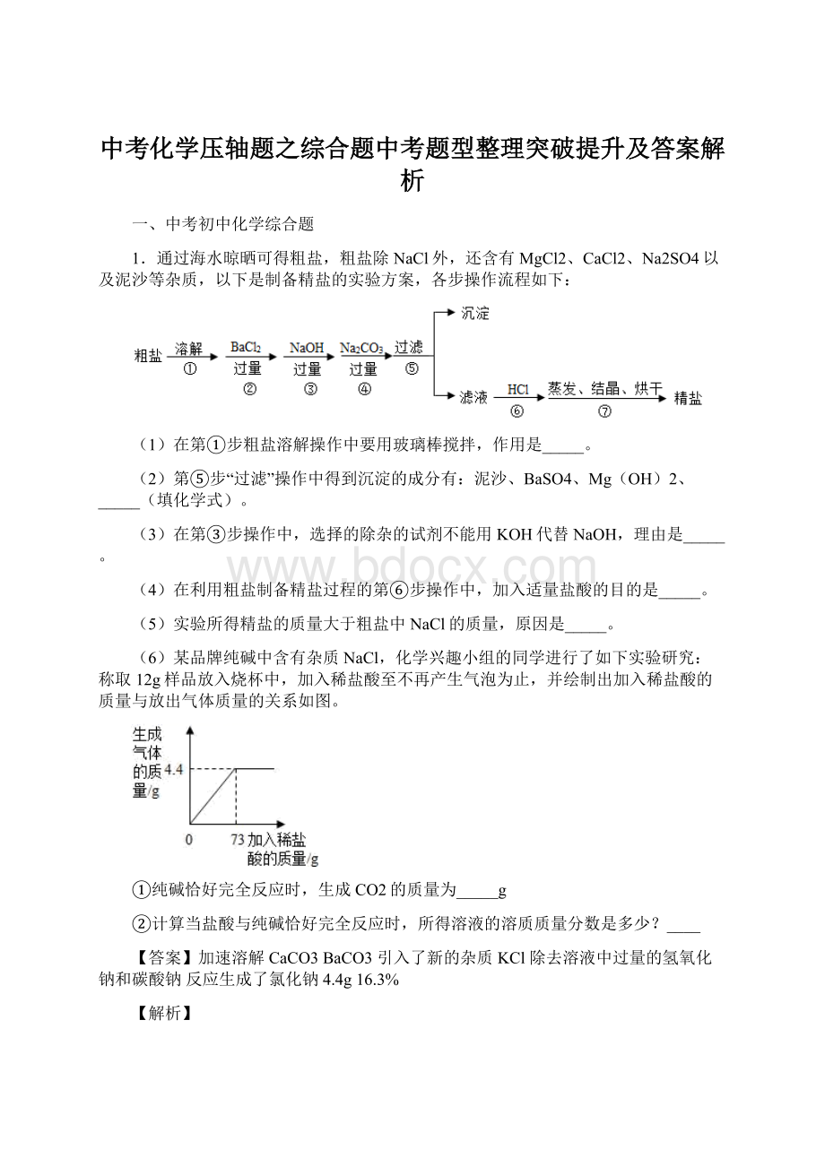 中考化学压轴题之综合题中考题型整理突破提升及答案解析文档格式.docx