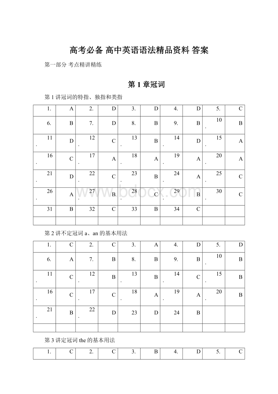 高考必备 高中英语语法精品资料 答案Word文档下载推荐.docx