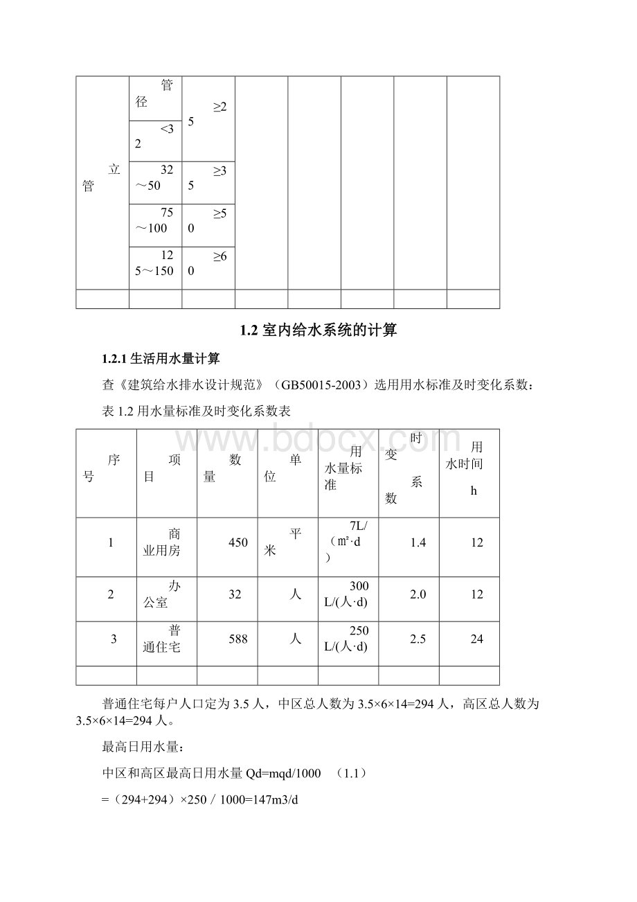 青海省石油管理局基地综合楼给排水工程设计毕业设计计算书给水排水工程毕设Word文档下载推荐.docx_第3页