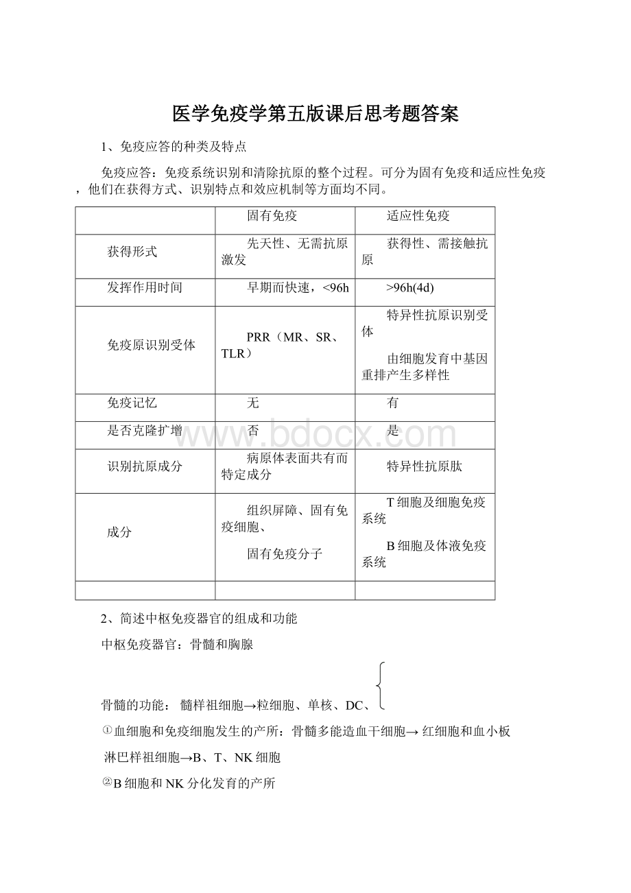 医学免疫学第五版课后思考题答案.docx