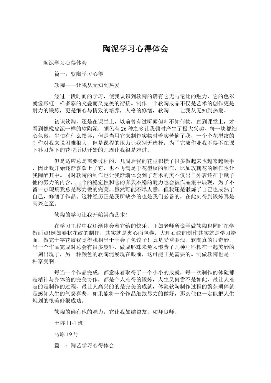 陶泥学习心得体会.docx