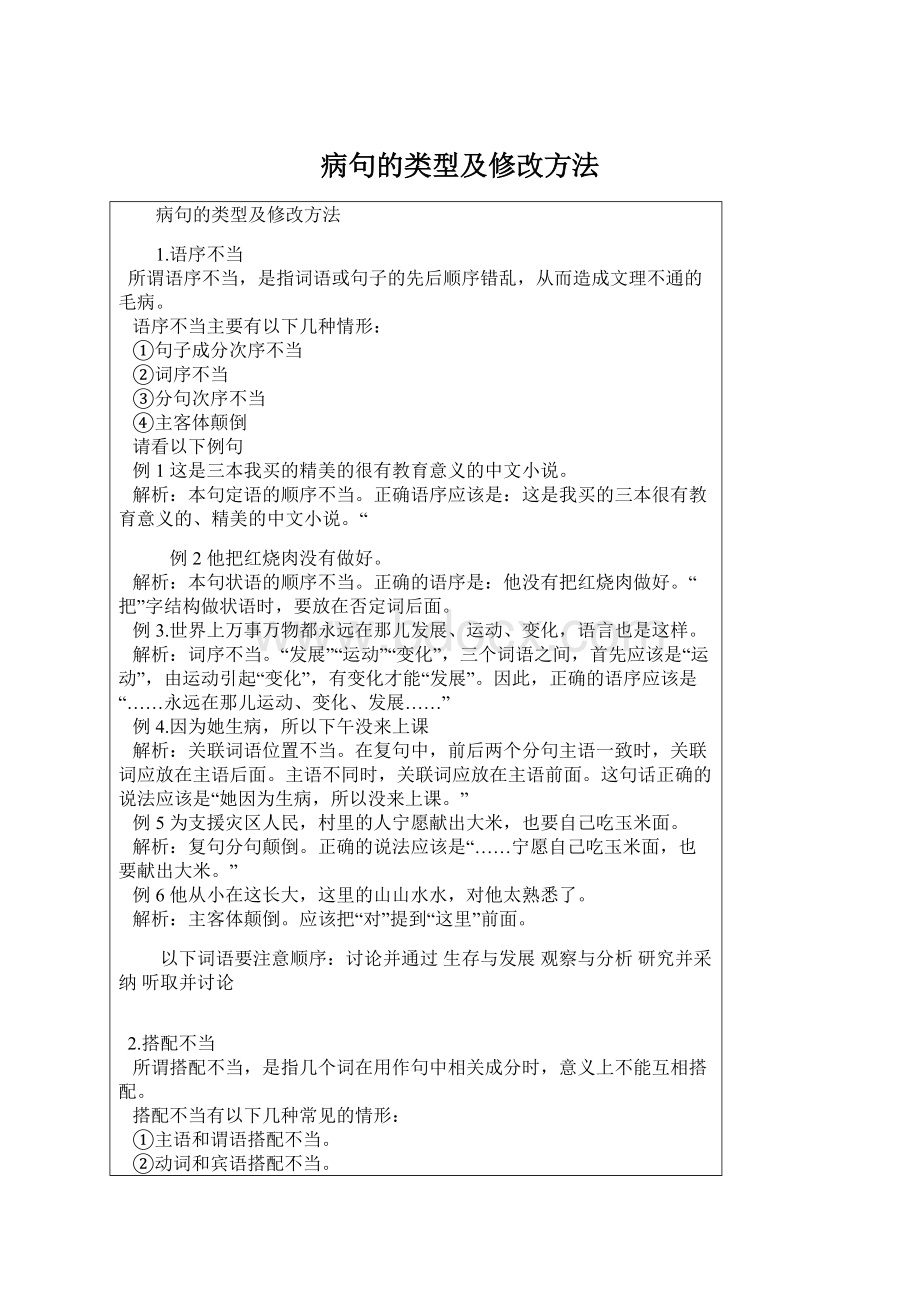 病句的类型及修改方法文档格式.docx