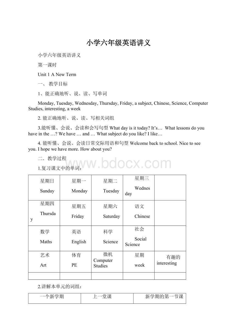 小学六年级英语讲义.docx_第1页