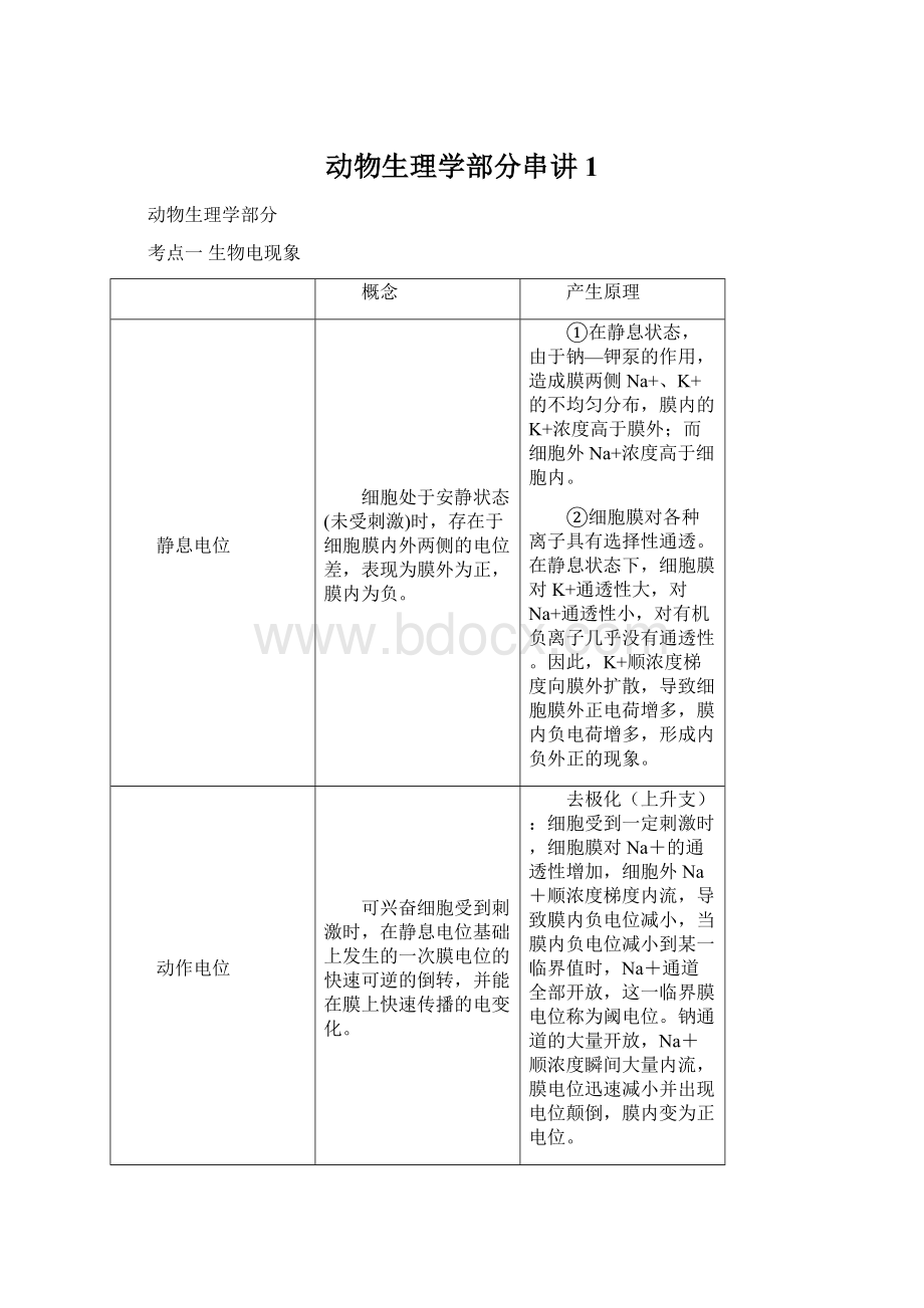 动物生理学部分串讲1Word下载.docx