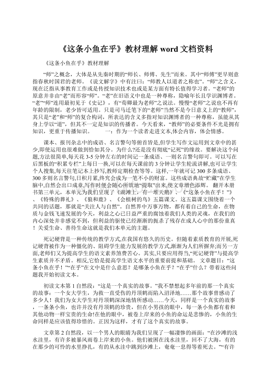 《这条小鱼在乎》教材理解word文档资料.docx