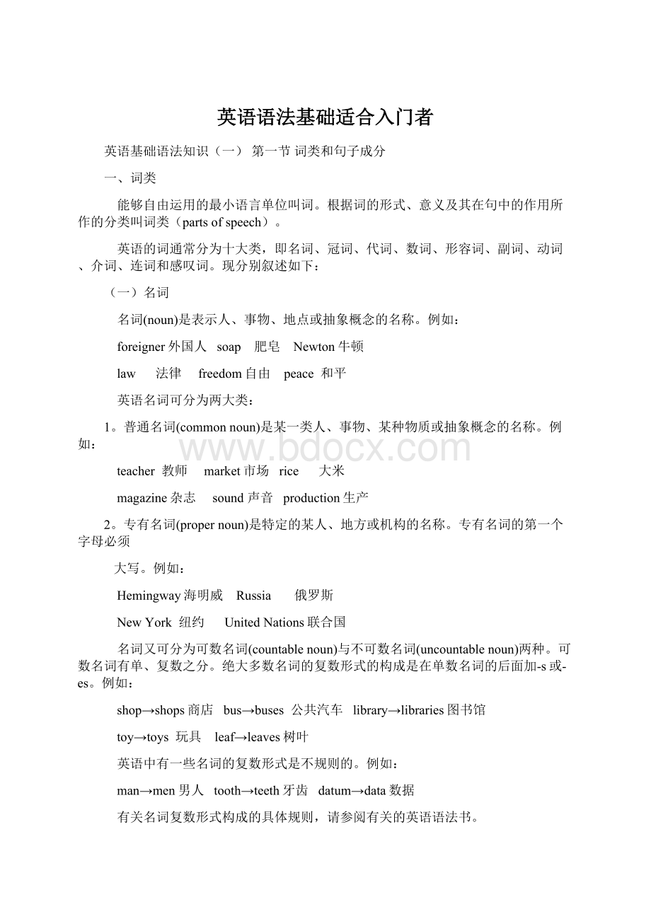 英语语法基础适合入门者Word文档下载推荐.docx_第1页