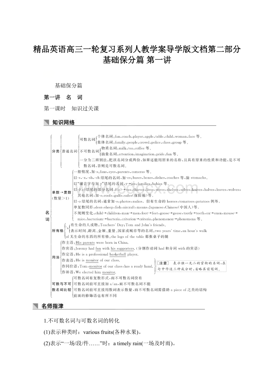 精品英语高三一轮复习系列人教学案导学版文档第二部分 基础保分篇 第一讲Word文件下载.docx