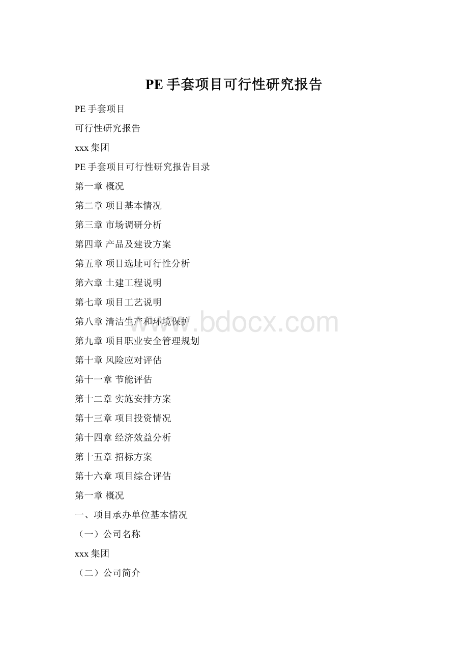 PE手套项目可行性研究报告.docx_第1页