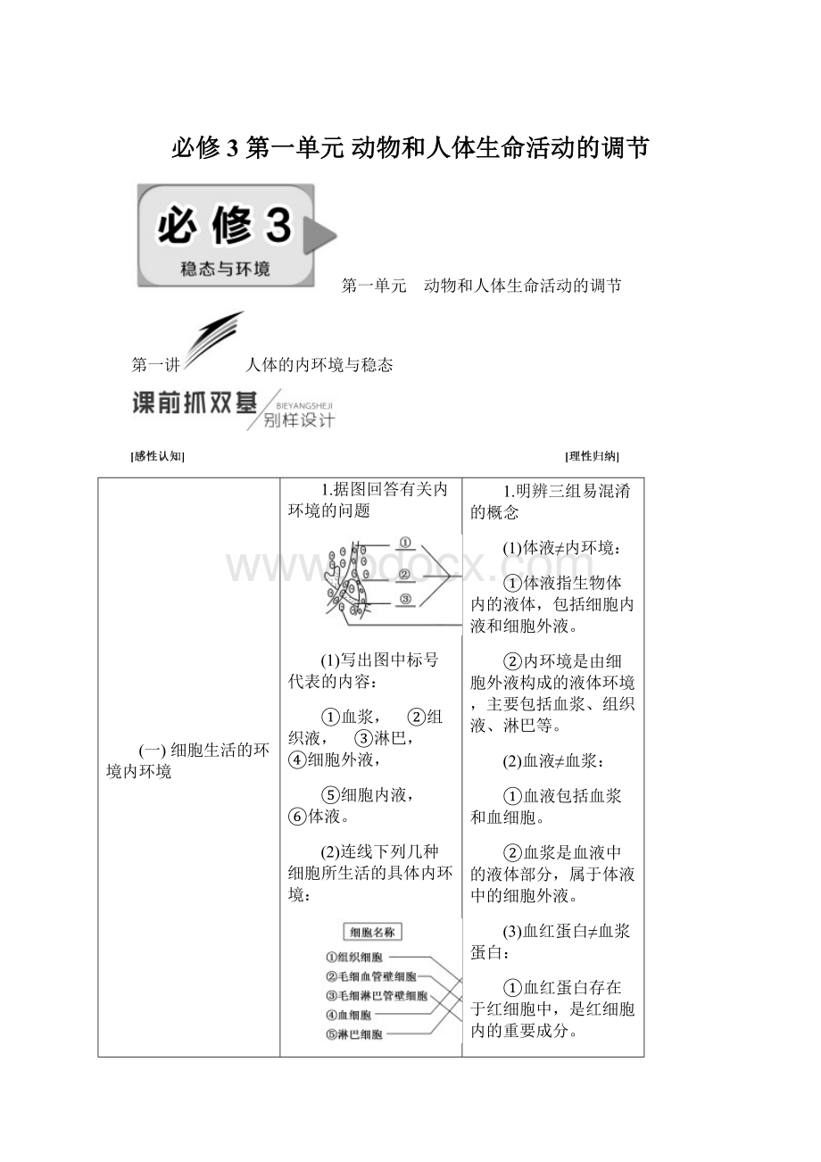 必修3第一单元 动物和人体生命活动的调节.docx_第1页