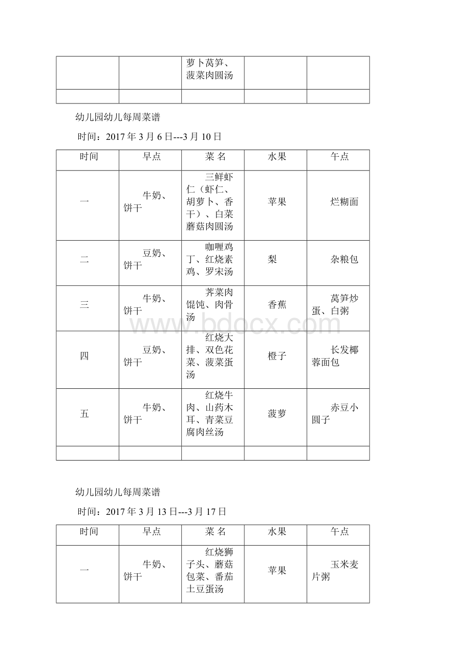 幼儿园每周菜谱Word文档格式.docx_第3页